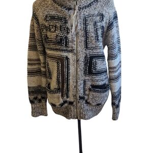 Aritzia Wilfred Free Womens Black and Cream Cowichan Aztec Sweater XS